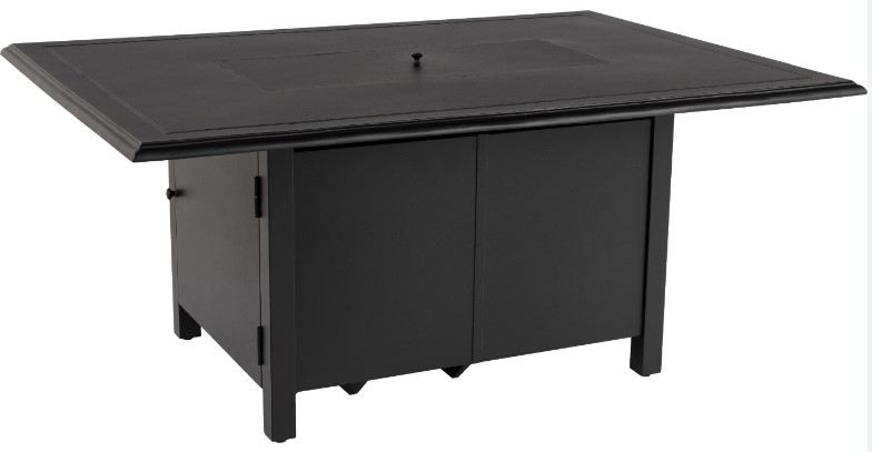 Woodard Solid Cast Complete Rectangular Chat Height Fire Table Outdoor Patio Furniture