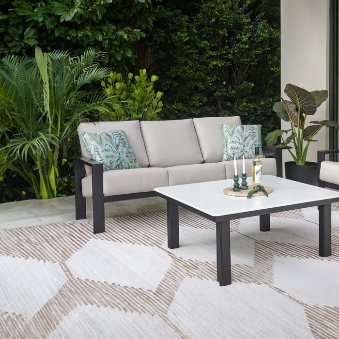 Patio Sofa Larssen Cushion MGP Three-Seat Sofa w/Arms