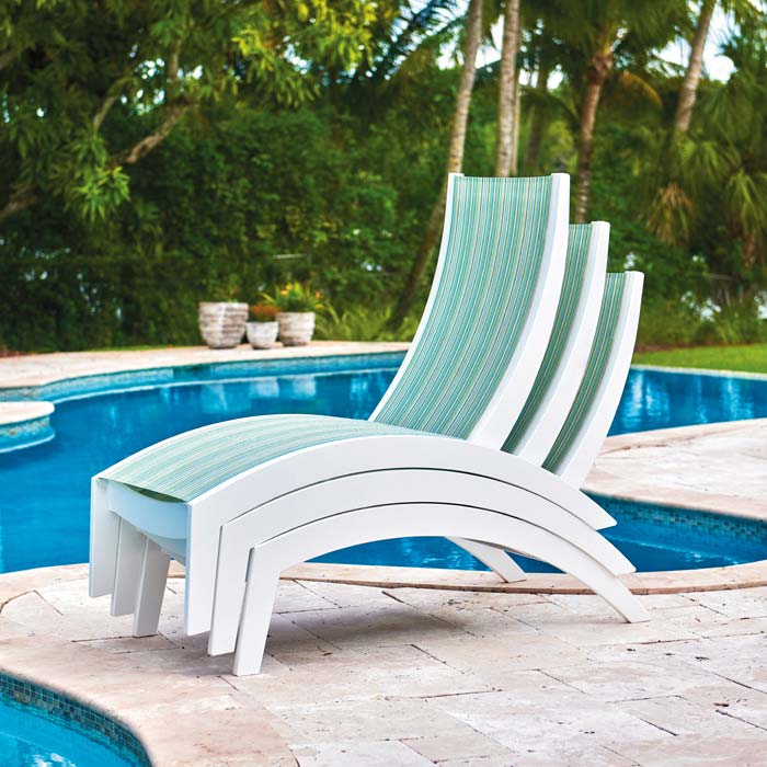 Dune MGP Patio Sling Stacking Lounge w/ Wheels