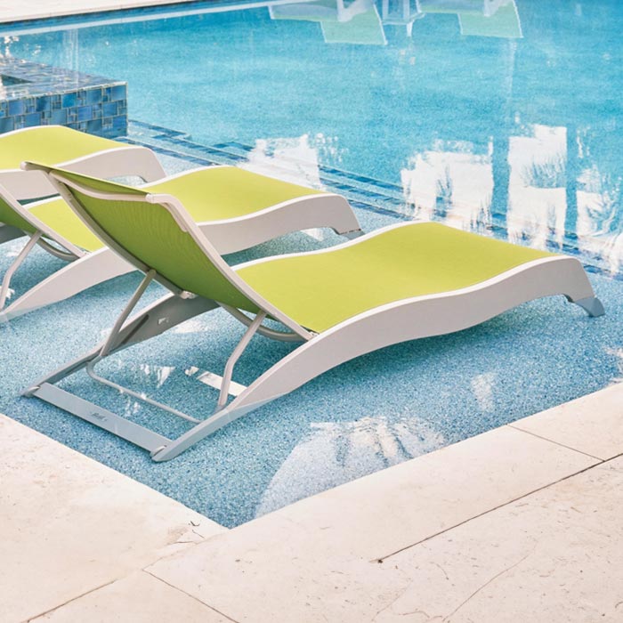Dune MGP Sling Armless Outdoor Lounge Chairs w/ Wheels