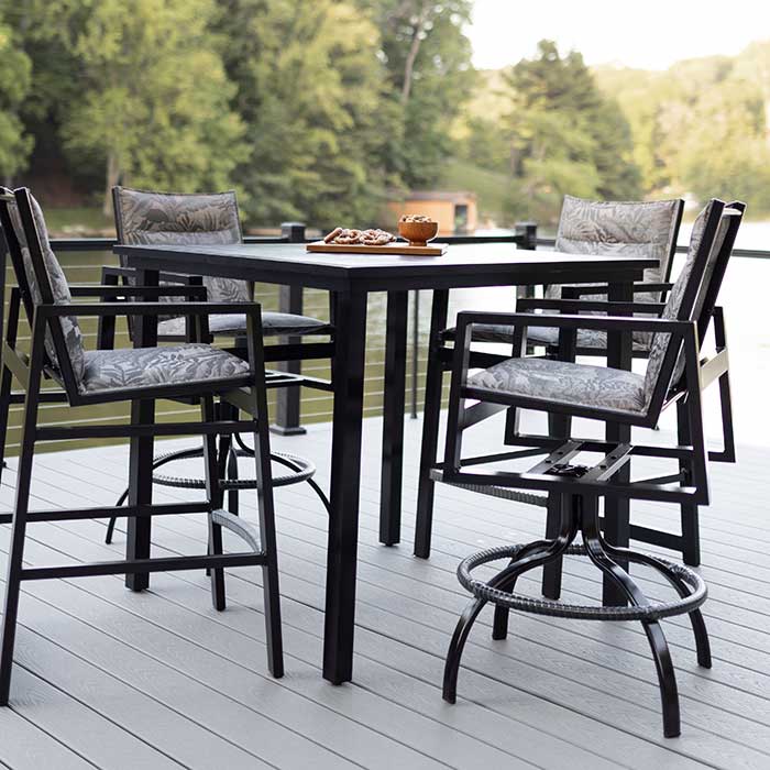 Vida 44" Square Outdoor Table Bar Height Aluminum Top