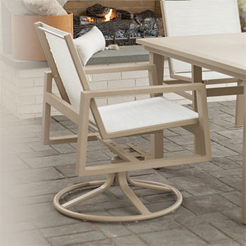Vida High-Back Sling Swivel Outdoor Dining Chair