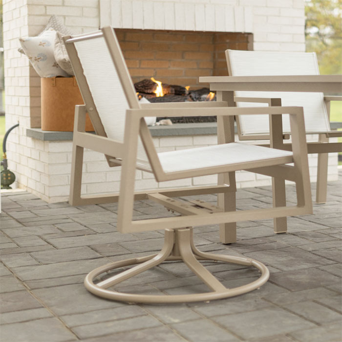 Vida High-Back Sling Swivel Rocker Outdoor Dining Chair