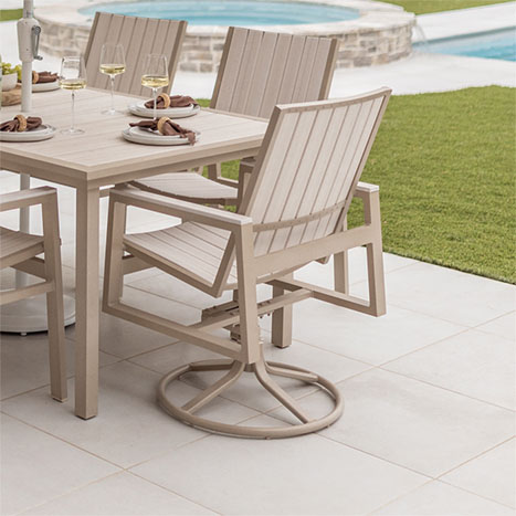 Vida Sling Swivel Rocker Dining Outdoor Chair