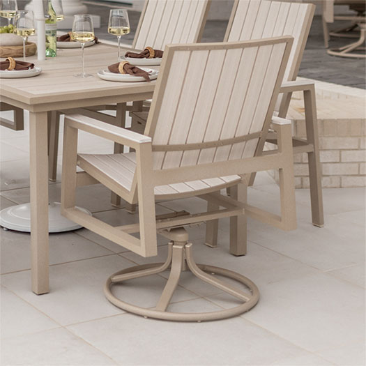 Vida Sling Outdoor Swivel Rocker Dining Chair