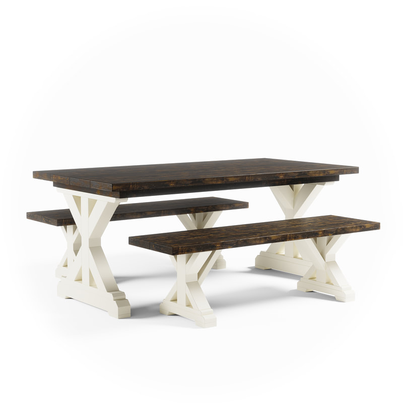 Uwharrie Farmhouse Four Seat Bench with No Back