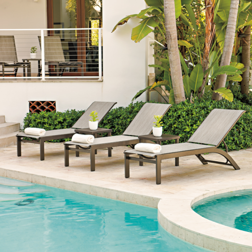 Kendall Sling Stacking Armless Lay Flat Chaise Patio Furniture