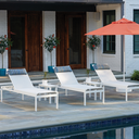 Kendall Sling Stacking High Bed Armless Lay Flat Chaise Patio Furniture