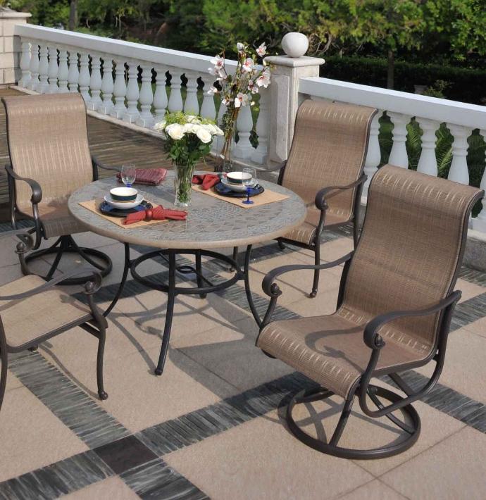Valbonne sling dining chairs Hanamint Outdoor Furniture