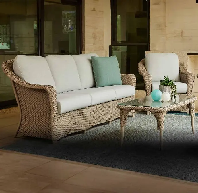 Lloyd Flanders 3 seat sofa, outdoor chair, coffee table