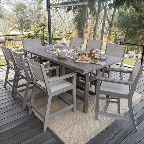 Garden Classic 44" x 96" Rectangular Fire Table Counter Height Patio Furniture with Fire Pit