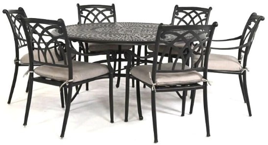 Bella 60&quot; Round Inlaid Lazy Susan Table Outdoor Living