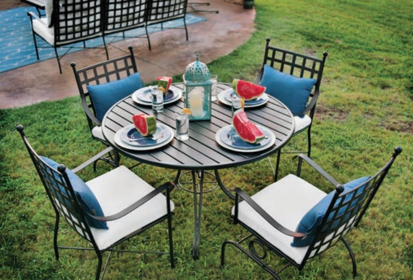 Meadowcraft Rectangular Slat Top Only Outdoor Dining, No Umbrella Hole