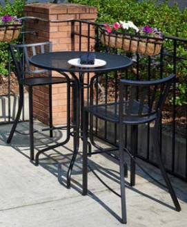 Cambridge Wrought Iron Restaurant Trash Receptacle With Tray and Liner
