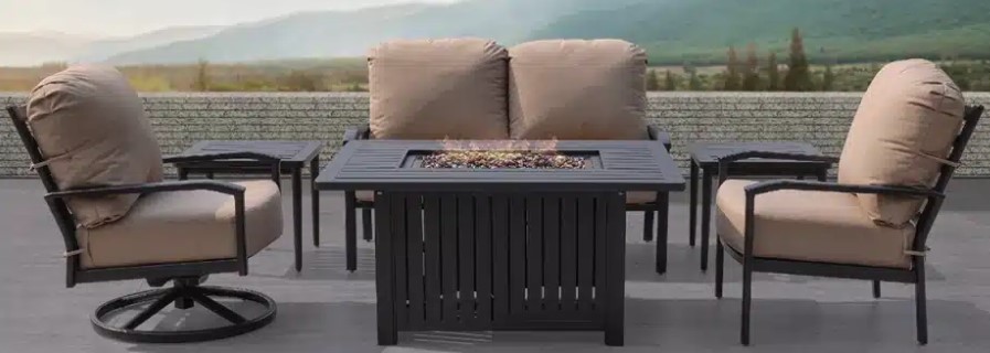 Carlisle 37" x 49" Rectangular Enclosed Gas Fire Pit Table Outdoor Furniture