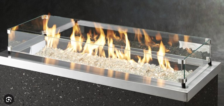 Rectangular Glass Guard for Fire Pit Fire Table Patio Furniture