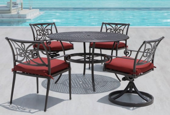 Hanamint New Classic 54" Round Inlaid Lazy Susan Table Outdoor Furniture