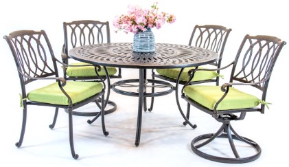 Mayfair 54" Round Inlaid Lazy Susan Table Outdoor Furniture