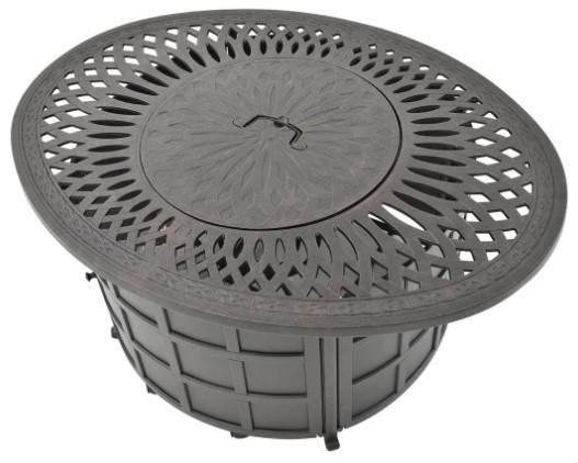 Mayfair 39" x 52" Oval Enclosed Gas Fire Pit Table Outdoor Furniture