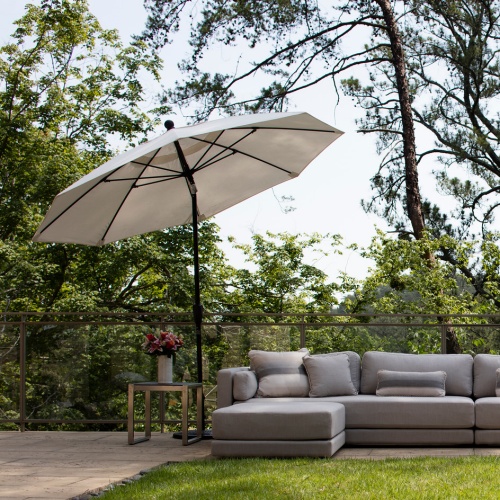 11' Crank Auto-Tilt Umbrella Patio Furniture