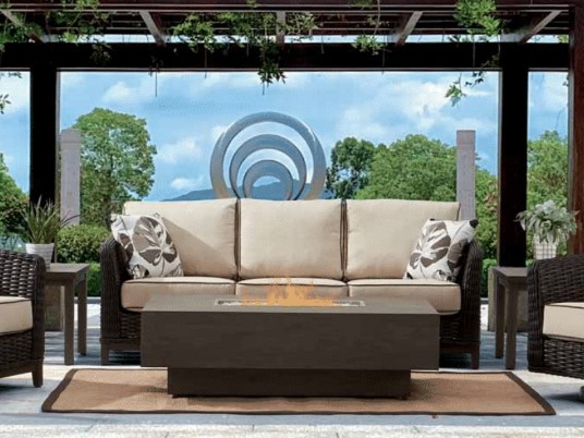 Patio Renaissance Florence Aluminum Faux Concrete Fire Pit 36" x 58 Rectangle Outdoor Patio Furniture
