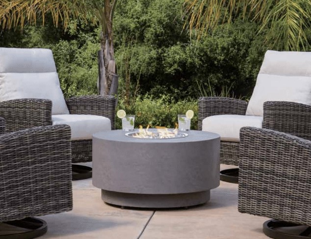 Patio Renaissance Florence Aluminum Faux Concrete Fire Pit 42" Round Outdoor Patio Furniture