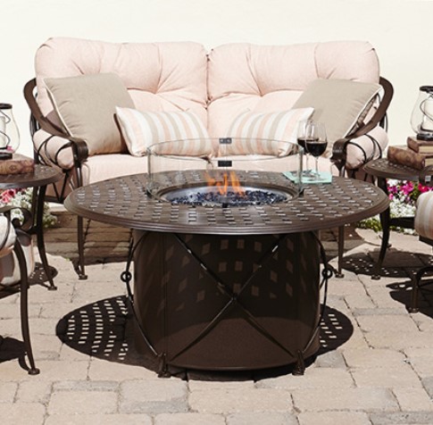 Woodard 2TM348-Round Chat-Height Fire Table Base with Round Burner Outdoor Furniture