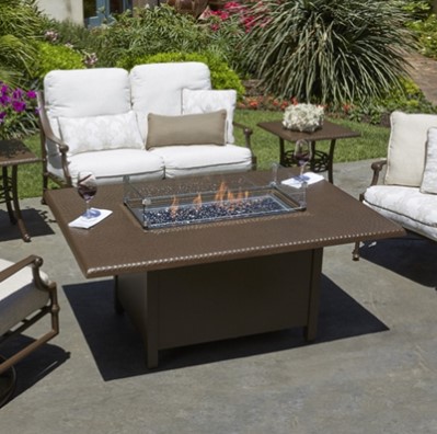 Woodard 650LCH-Rectangular Chat-Height Fire Table Base with Rectangular Burner Outdoor Furniture
