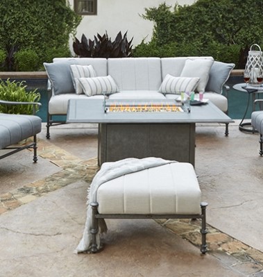 650LCH-Rectangular Chat-Height Fire Table Base with Rectangular Burner Patio Furniture