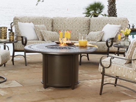 Woodard 65M747-Round Fire Table Base with Round Burner-Chat Height Outdoor Furniture