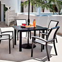 Bazza Sling Bistro Stacking Chair w/ Polymer Accents Patio Furniture