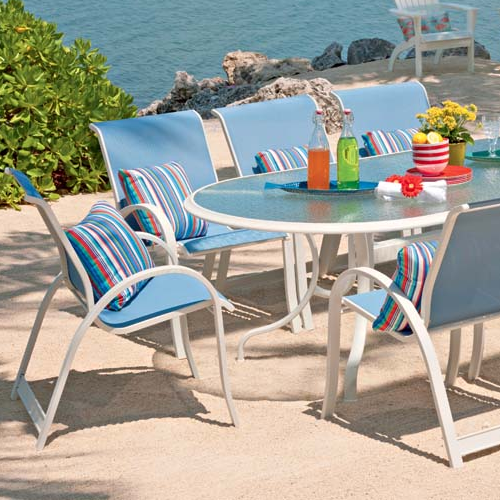 Aruba Sling Stacking Arm Chair Patio Furniture