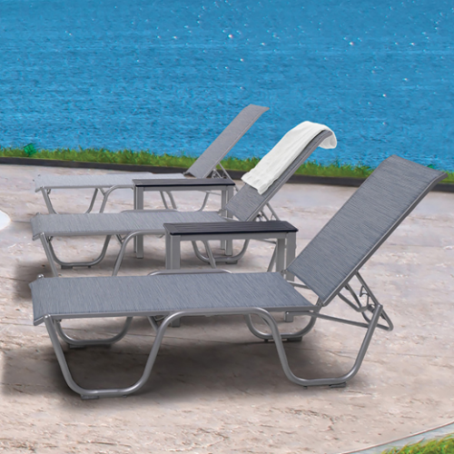 Gardenella Sling Four-Position Stacking Armless Lay Flat Chaise (7L30) Patio Furniture
