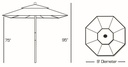 131 - 9' Manual Lift Wood Umbrella Patio Furniture