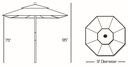 131 - 9' Manual Lift Wood Umbrella Patio Furniture