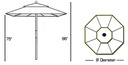 132/232 - 9' Two Pulley Lift Wood Umbrella