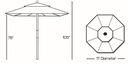 183 - 11' Four Pulley Lift Wood Umbrella Patio Furniture