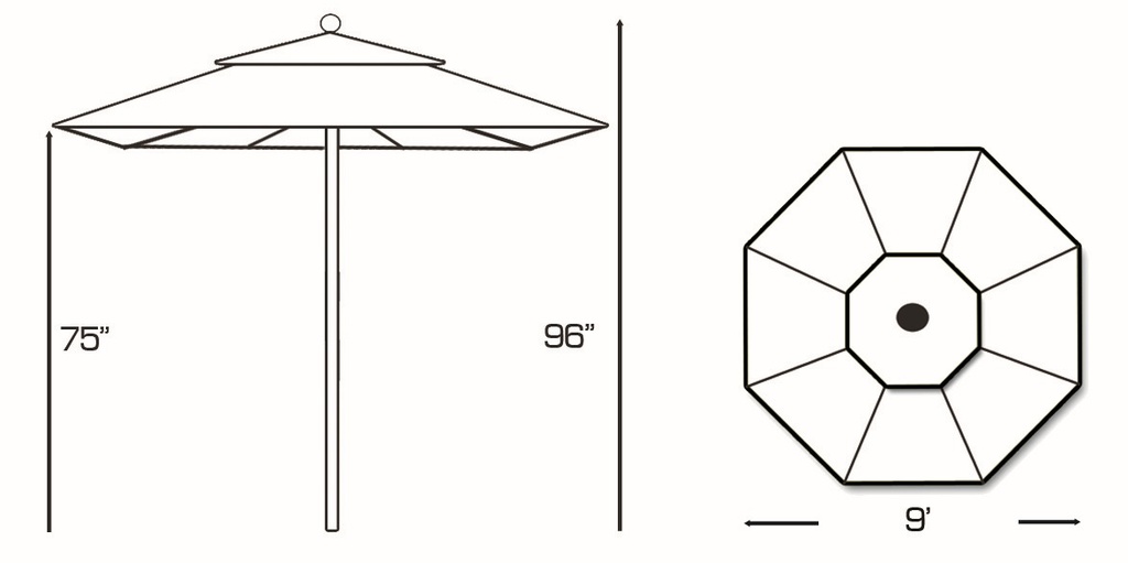 532 - 9' Four Pulley Lift Teak Umbrella Patio Furniture
