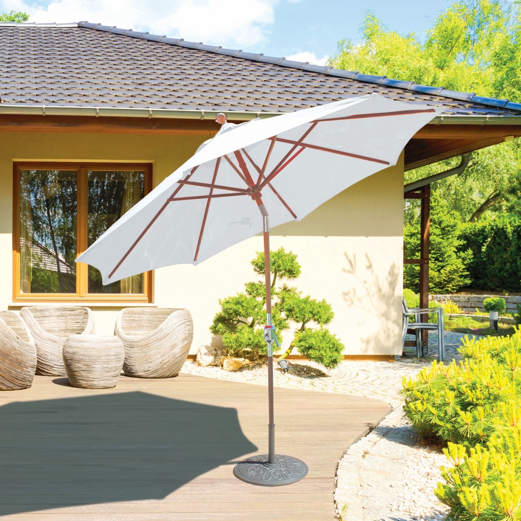 537 - 9' Crank/Rotational Lift Teak Umbrella Patio Furniture