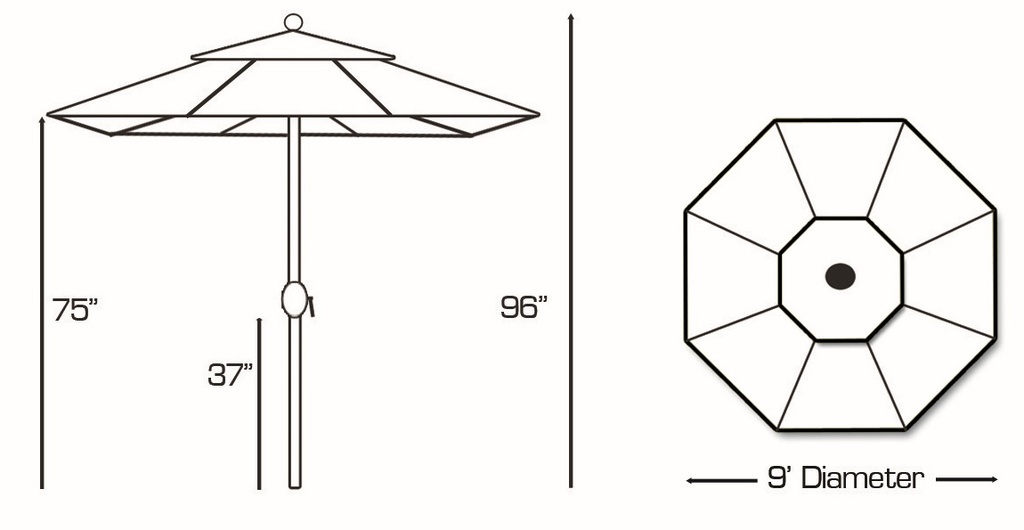 636 - 9' Manual Tilt Aluminum Umbrella Patio Furniture