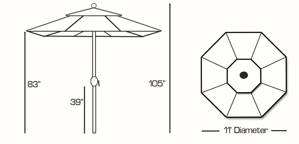 789 - 11' Deluxe Autotilt Aluminum Umbrella Patio Furniture