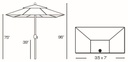 772 - 3.5' x 7' Half Wall Commercial Umbrella Patio Furniture