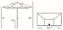 772 - 3.5' x 7' Half Wall Commercial Umbrella Patio Furniture