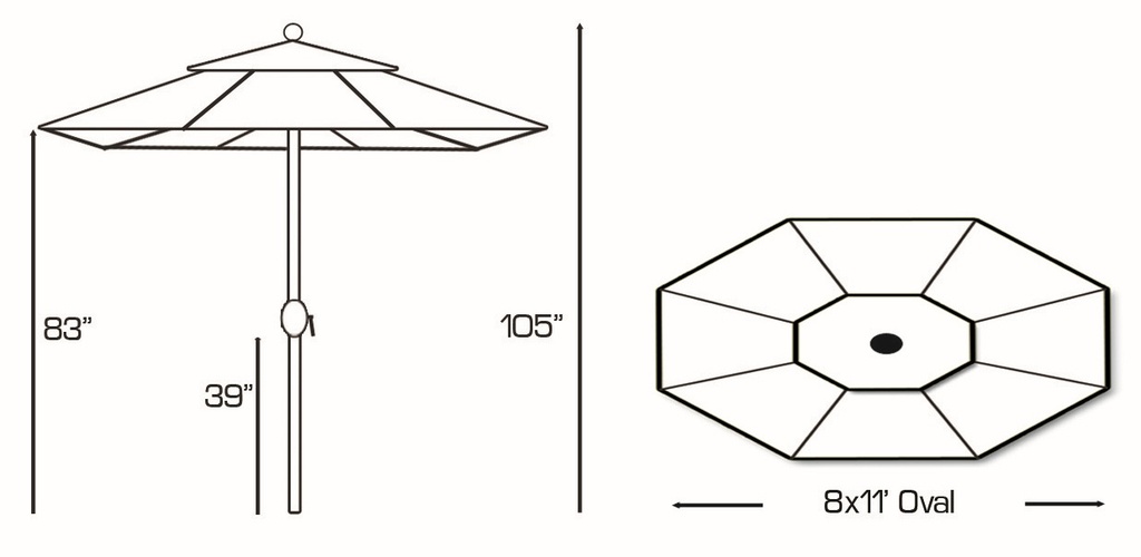 779 - 8' x 11' Deluxe Autotilt Aluminum Umbrella Patio Furniture