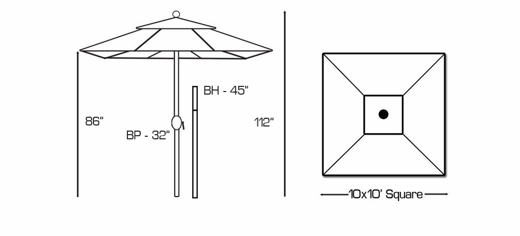 799 - 10' x 10' Deluxe Autotilt Aluminum Umbrella Outdoor Patio Furniture