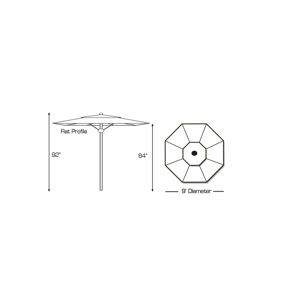 732 - 9' Deluxe Single Pole Commercial Umbrella Outdoor Patio Furniture