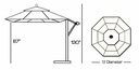 899 - 13' Easy Tilt, Lift Cantilever Umbrella Outdoor Patio Furniture