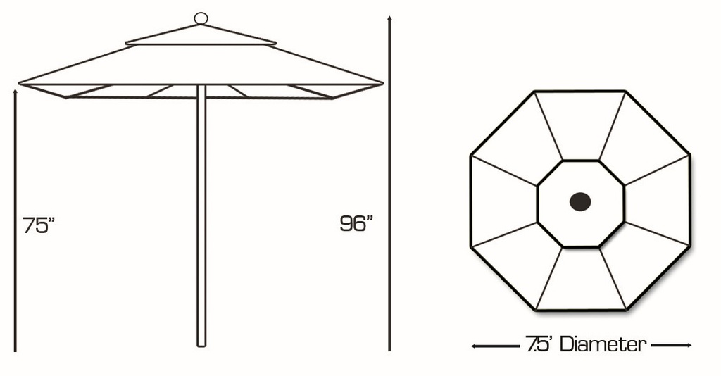 722 - 7.5' Deluxe Single Pole Commercial Umbrella Outdoor Patio Furniture