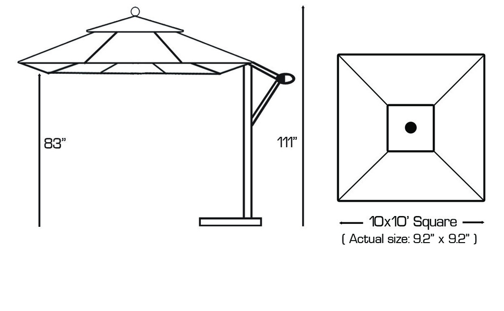 897 - 10' x 10' Easy Tilt, Lift Cantilever Umbrella Outdoor Patio Furniture