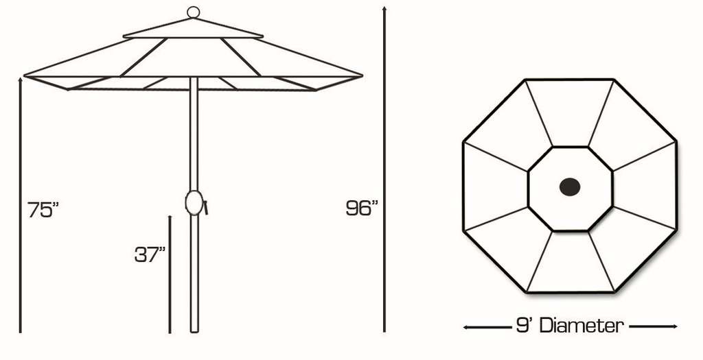 936 - 9' Autotilt Aluminum Umbrella with LED Lights Outdoor Patio Furniture